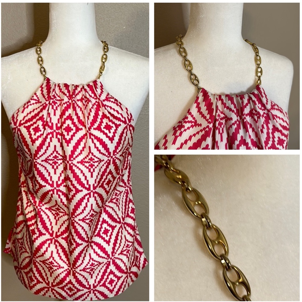 Milly hot pink and white silk halter top - perfect condition, size 2